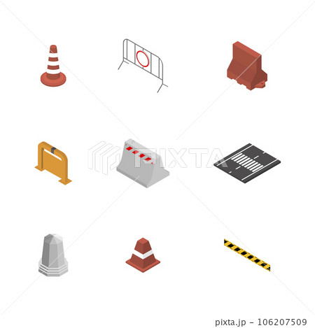 Under construction design elements, flat 3D isometric style. 106207509