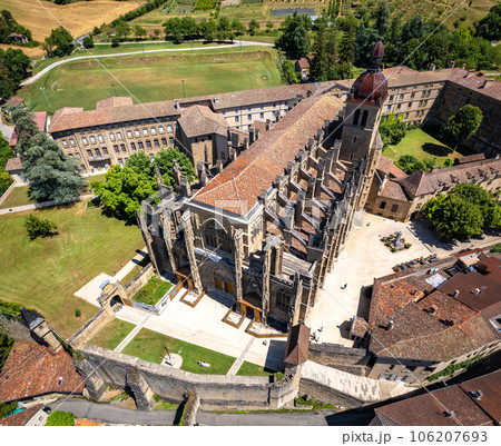 Aerial view of St Anthony or Saint Antoine l Abbaye in Vercors in Isere, Auvergne Rhone Alpes Aerial view of St Anthony or Saint Antoine l Abbaye in Vercors in Isere, Auvergne Rhone Alpes 106207693