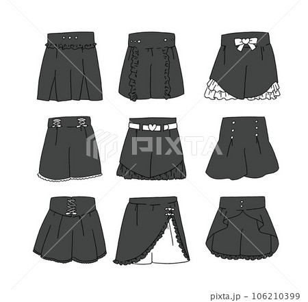 黒のショートパンツのイラストセット 黒のショートパンツのイラストセット 106210399