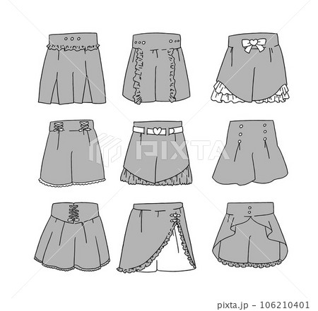 グレーのショートパンツのイラストセット 106210401