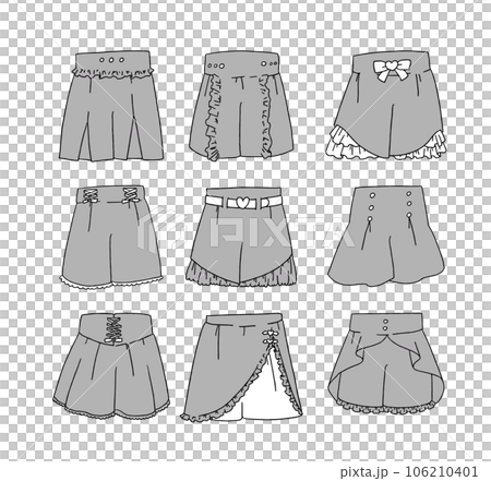 グレーのショートパンツのイラストセット 106210401