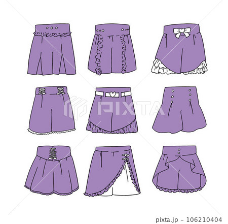 紫のショートパンツのイラストセット 106210404