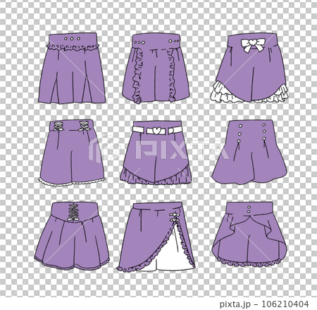 紫のショートパンツのイラストセット 106210404
