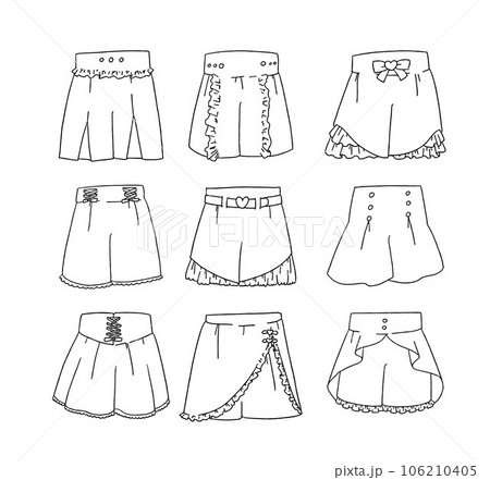 白のショートパンツのイラストセット 106210405