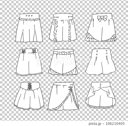 白のショートパンツのイラストセット 106210405