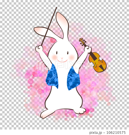 ウサギが楽しそうにバイオリンを演奏しているイラスト ウサギが楽しそうにバイオリンを演奏しているイラスト 106210575
