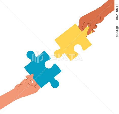 パズルピースを掲げた複数の手 パズルピースを掲げた複数の手 106210641