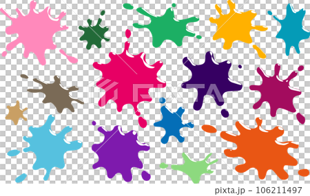 Glossy hand drawn ink stain set_colorful 106211497
