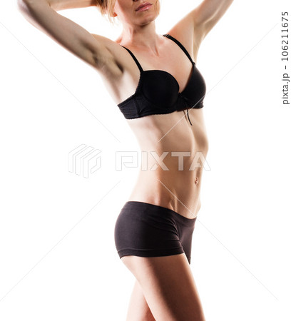 Photo Of Brunette Woman With Slim Toned Body. Beauty And Body Care