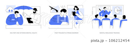 Military psychiatry abstract concept vector illustrations. Military psychiatry abstract concept vector illustrations. 106212454