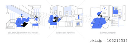 Commercial construction progress inspection abstract concept vector illustrations. Commercial construction progress inspection abstract concept vector illustrations. 106212535