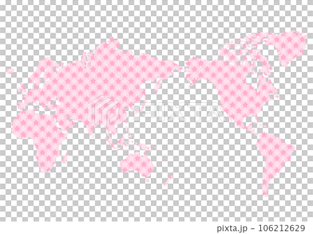 World map with cherry blossom pattern (centered on Japan) World map with cherry blossom pattern (centered on Japan) 106212629