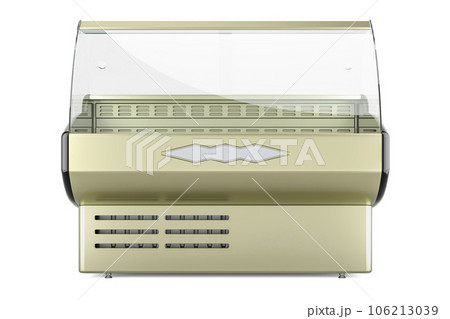 Refrigerated display case, front view. 3D rendering Refrigerated display case, front view. 3D rendering 106213039