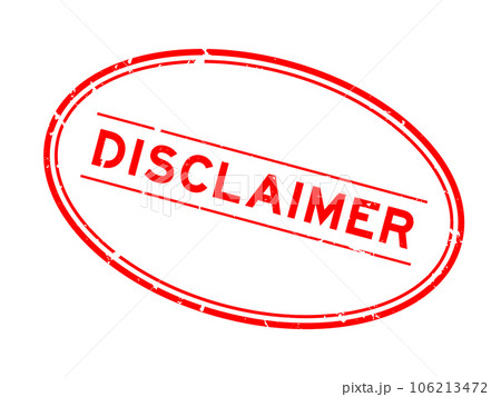 Grunge red disclaimer word oval rubber stamp in white background 106213472
