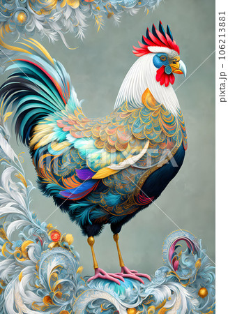 Cockerel rooster portrait - Generative AI 106213881