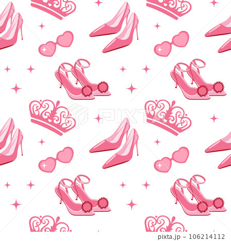 Barbie Princess. Cute Pink Seamless Pattern. Beautiful Girly Wallpaper  Stock Vector - Illustration of doodle, love: 285612632