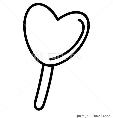 Cute doodle lollipop from the collection of girly stickers. Cartoon white and black vector illustration. 106214222