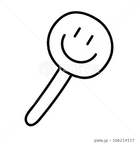 Cute doodle face shape lollipop from the collection of girly stickers. Cartoon vector white and black illustration. Cute doodle face shape lollipop from the collection of girly stickers. Cartoon vector white and black illustration. 106214517