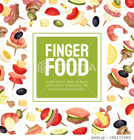 Canape and Finger Food Banner Design Vector Template 106215468