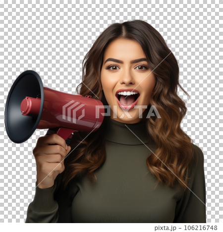 Beautiful woman with megaphone 106216748