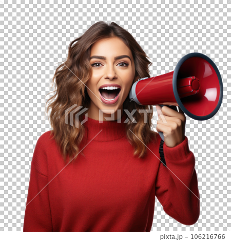 Beautiful woman with megaphone 106216766