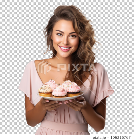 Woman with birthday cake 106216767