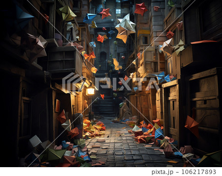 Mysterious alleyway and find a door that leads to a world of living origami creatures 106217893