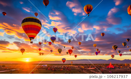 Hot air balloons flying 106217937