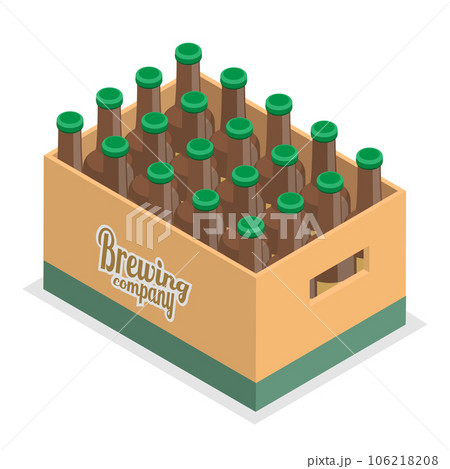 3D Isometric Flat Vector Set of Crates with Beer Bottles. Item 2 3D Isometric Flat Vector Set of Crates with Beer Bottles. Item 2 106218208