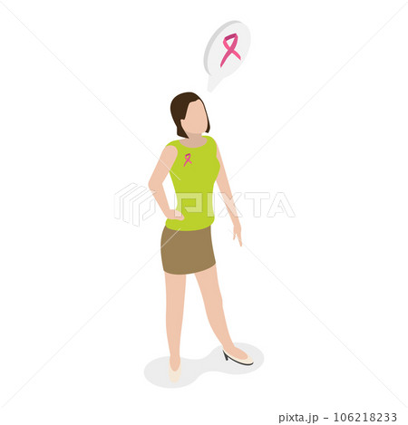 3D Isometric Flat Vector Illustration of Women with Pink Support Ribbons. Item 5 106218233