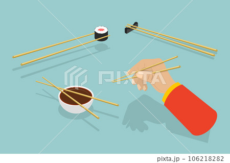 3D Isometric Flat Vector Conceptual Illustration of How To Use Chopsticks 3D Isometric Flat Vector Conceptual Illustration of How To Use Chopsticks 106218282