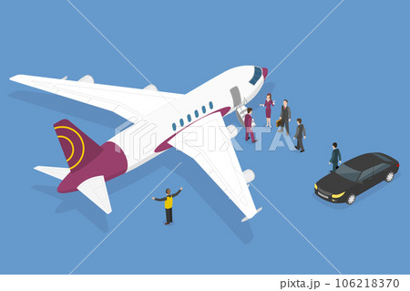 3D Isometric Flat Vector Conceptual Illustration of Private Jet 106218370