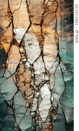 Blue and orange cracked surface - wall art -generative AI, Ai generated 106219110