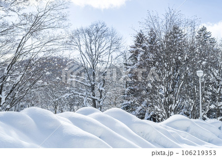 除雪後の雪山の造形　真駒内公園　札幌市 106219353