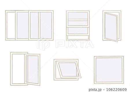 窓の開き方の違い 窓の種類の図解イラスト 窓の開き方の違い 窓の種類の図解イラスト 106220609
