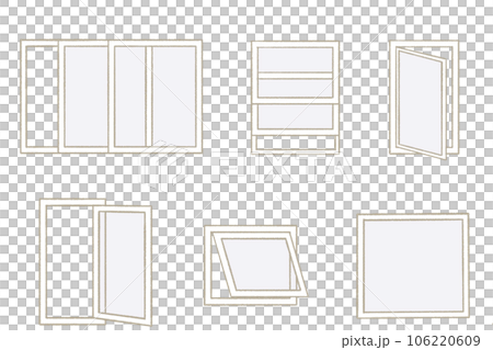 窓の開き方の違い 窓の種類の図解イラスト 窓の開き方の違い 窓の種類の図解イラスト 106220609