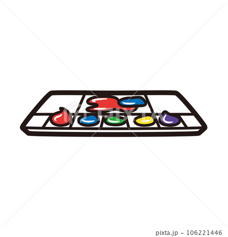 絵の具 パレット 線画 106221446