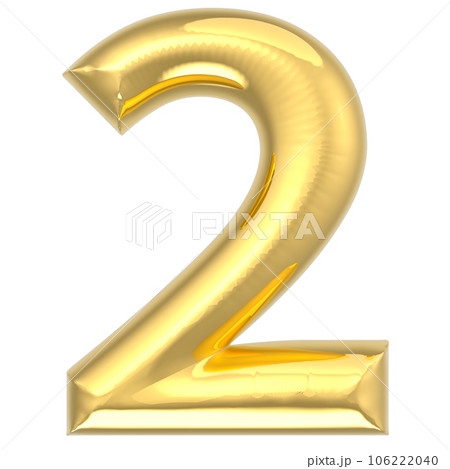 golden number 2 on white background golden number 2 on white background 106222040