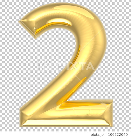 golden number 2 on white background 106222040