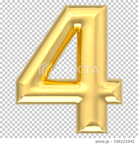 golden number 4 on white background golden number 4 on white background 106222042