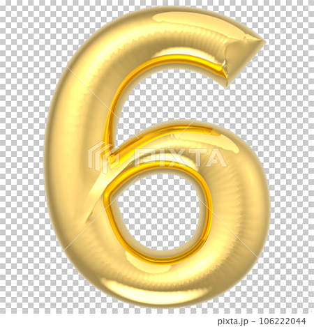 golden number 6 on white background 106222044