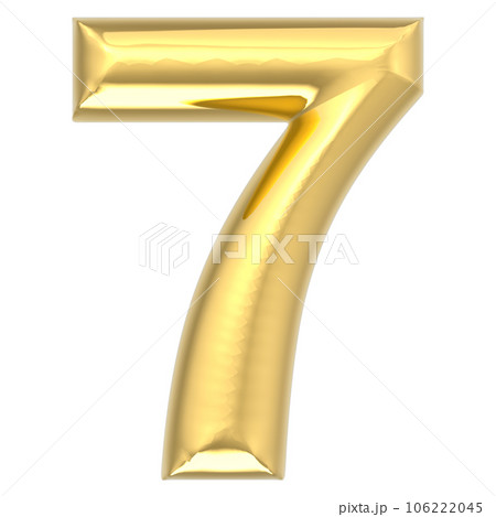 golden number 7 on white background 106222045