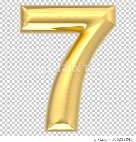 golden number 7 on white background 106222045