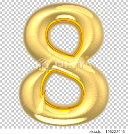 golden number 8 on white background 106222046