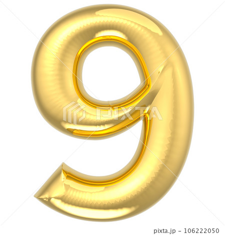 golden number set of silver number 9 isolated on white 106222050