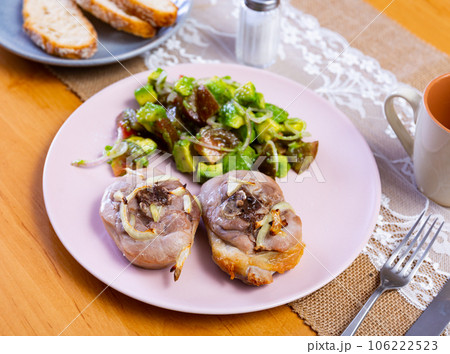 turkey legs with salad 106222523