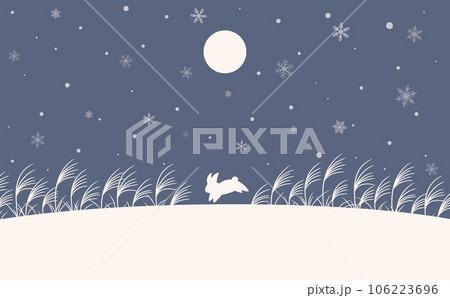 雪の中で走るウサギ 106223696