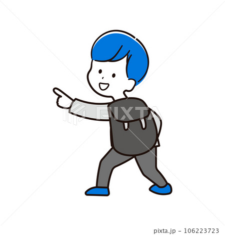リュックサックを背負った後ろ姿の男の子のイラスト素材 106223723