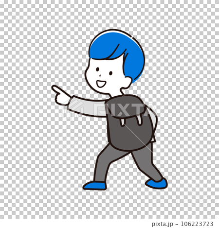 リュックサックを背負った後ろ姿の男の子のイラスト素材 106223723