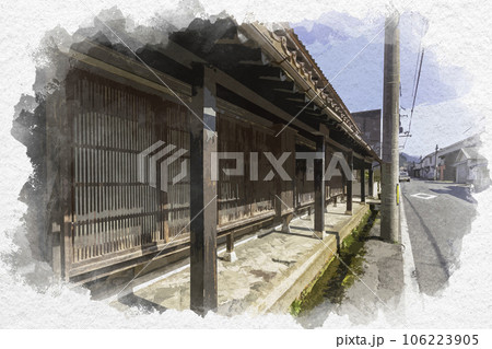 水彩画風　若桜宿　仮屋通り　鳥取県八頭郡若桜町 106223905